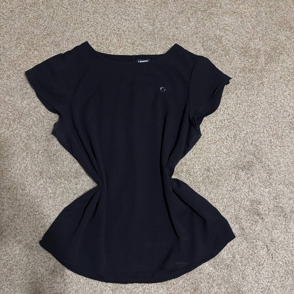 Chase Bank Lands End Navy Tulip Sleeve Blouse